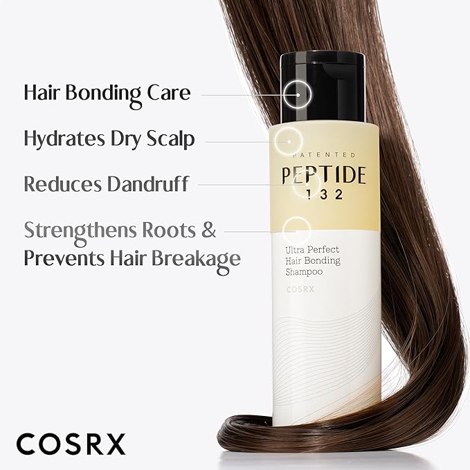 COSRX PEPTIDE 132 Hair Bonding Shampoo - Daily Scalp Treatment for Dandruff, Dry, Itchy or Flaky Scalp - Repairs & Strengthens Damaged Hair with Caffeine & Zinc PCA, For All Hair Types – 6.76 fl oz