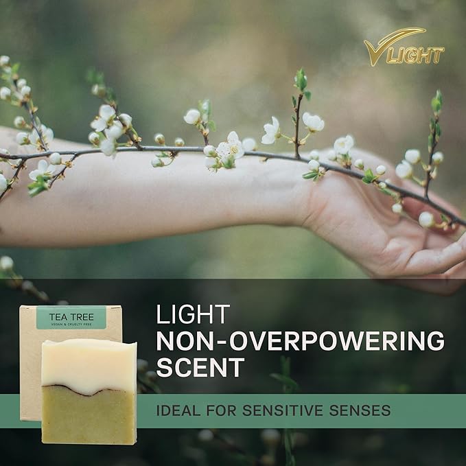 AUTHENTIC BATH & SOAP - Tea Tree Soap Bar X2 - Unscented Organic Soap, Fresh for Sensitive Skin, Tea Tree Face Wash, Cruelty Free & Vegan, Fragrance Free. (2PK) 4.2 Oz Each