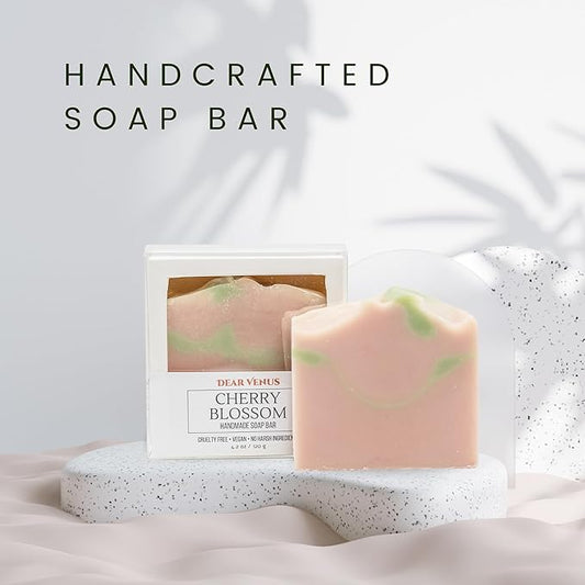 Handcraft Cold-Process Soap Bar, Cherry Blossom Scent (1 pack,) Handmade Body and Face Soap For Men And Women, Vegan, Cruelty Free, Made in USA, 4.2oz - Fresh Collection