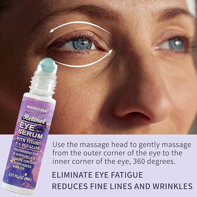 Retinol Vitamin C Eye Cream & Serum Set for Anti-Aging Treatment - Gentle Formula for Sensitive Skin (30g/1 OZ and 8ml/0.27 OZ)