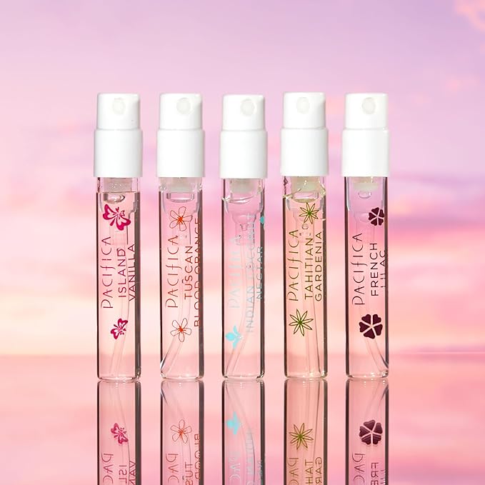 Pacifica Beauty, Wanderlust Spray Perfume Trial Set, Island Vanilla, 5 Scents, Fragrance Sampler Gift Set, Natural & Essential Oils, Clean, Vegan & Cruelty Free