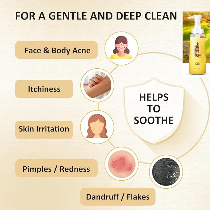 Bee & Flower Sulfur Soap Liquid Shampoo & Body Wash - Daily Head to Toe Skin Care Product for Men and Women - 10.8 Fl Oz - Pack of 1