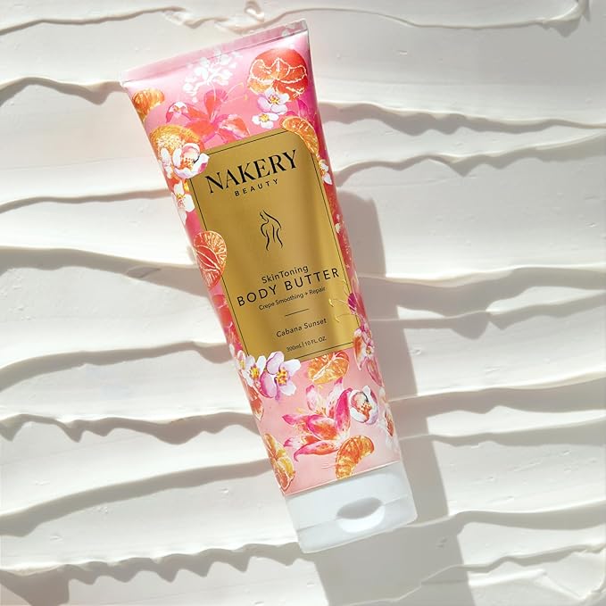 Nakery Skin Toning Body Butter for Women - Firming Body Lotion for Women - Peptide Infused Body Lotion for Crepey & Sagging Skin - Firming Lotion for Neck, Arms & Legs - Cabana Sunset