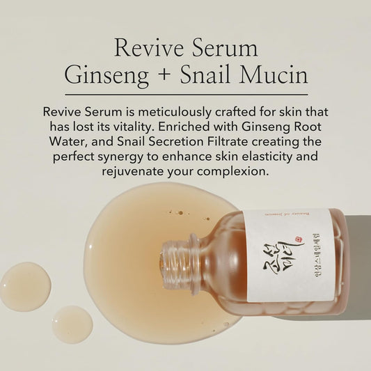✨ Revive Snail Mucin & Ginseng Serum – Hydrating Peptide Facial Moisturizer for Dark Spots & Acne Scars (2 Fl.Oz.)