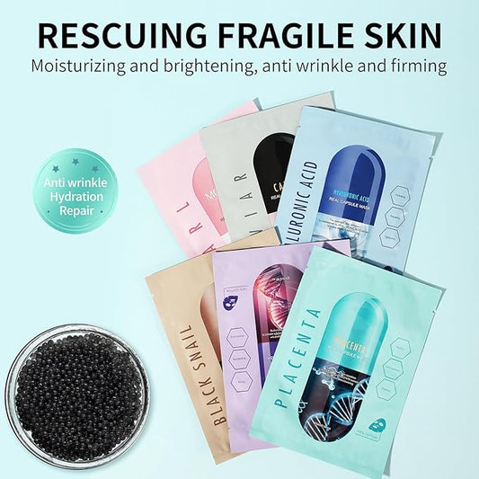 Face Masks Skincare Set for Girl,Moisturizing Collagen Facial Masks for Women Home Spa,Hyaluronic Acid Face Mask for All Skin Types,Day Night Facial Mask Hydrating,Deep Cleaning,Oil Contral(24Pack)