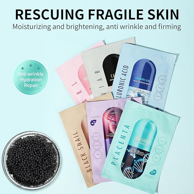 Face Masks Skincare Set for Girl,Moisturizing Collagen Facial Masks for Women Home Spa,Hyaluronic Acid Face Mask for All Skin Types,Day Night Facial Mask Hydrating,Deep Cleaning,Oil Contral(18Pack)