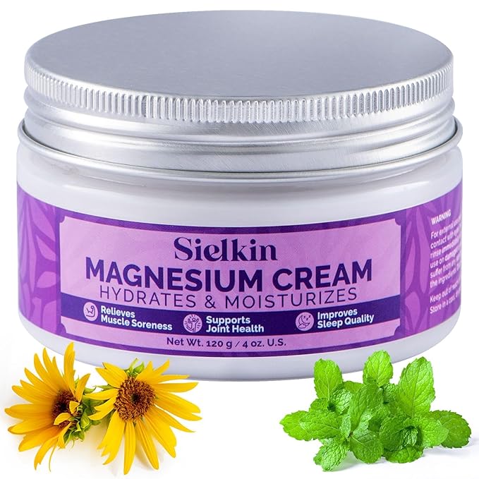 Topical Magnesium Lotion Leg Cream: Organic Magnesium Body Butter for Sweet Sleep/Leg Cramps/Feet/Arms/Chest Muscle Pain Relaxtion- Calm Moisturizing Cream - Day and Night Fast Absorption 4 oz
