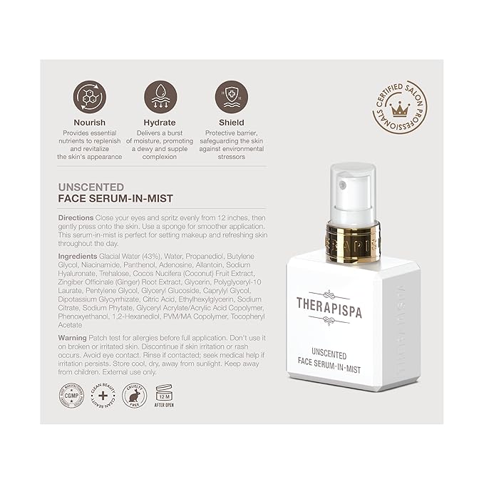 Face Serum-In-Mist – Unscented Hydrating Face Mist & Spray Serum with Niacinamide, Panthenol & Hyaluronic Acid for Sensitive Skin & Deep Moisture (2.0 fl oz)