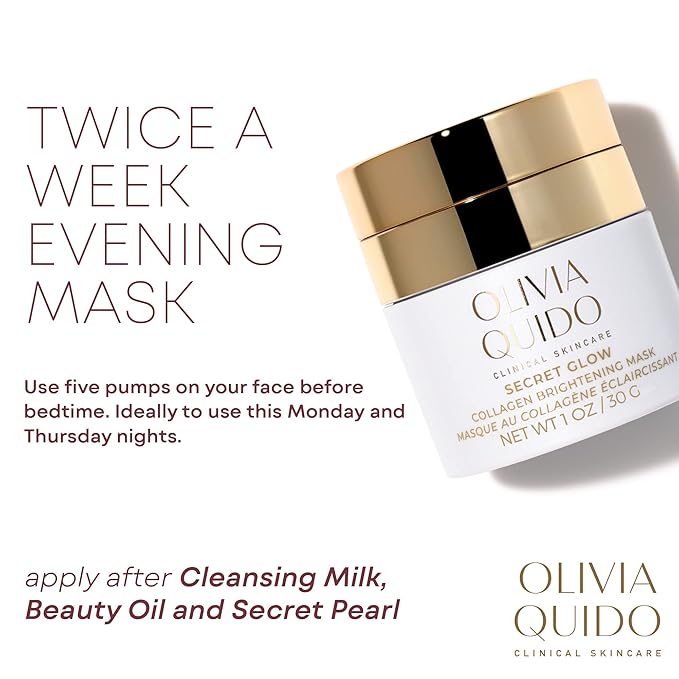 OLIVIA QUIDO Clinical Skin Care Secret Glow |Anti-Aging Collagen White Mask | Brightening Night Cream for Face and Neck| Intense Brightening Glutathione Formula Smoothens For Dewy & Glowing Complexion