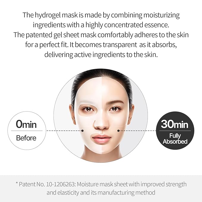 COSNORI Vitamin C Hydrogel Mask [6 Pack] - Supports a Brighter-Looking Complexion, Hydrating, Korean Facial Sheet Mask, 0.98 oz (28g)