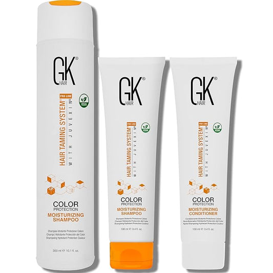 GK Hair Moisturizing Shampoo 300ml with 100ml Pack of Moisturizing Shampoo and Conditioner Set free from Sulfate and Paraben for Color Treated Oily Dry Damaged Hairs