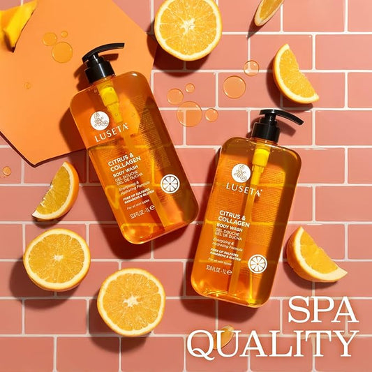 Luseta Citrus & Collagen Body Wash Nourishing & Refreshing Cleanser Enhances Skin Elasticity & Hydration Suitable for All Skin Types 33.8oz