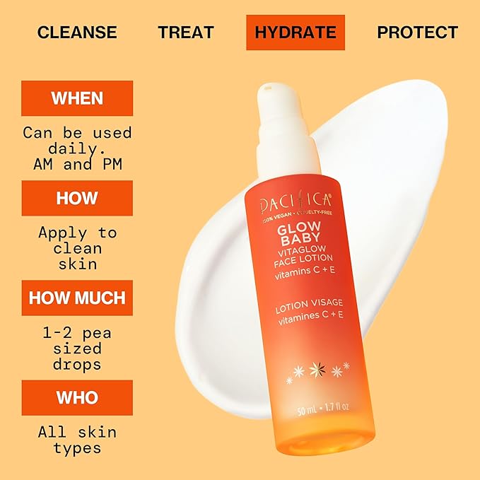 Pacifica Face Moisturizer - Vitamin C Face Lotion Glow Baby VitaGlow Face Moisturizer Glow Recipe, Vitamin E, Antioxidants, Dermatologist Tested 1.7 oz
