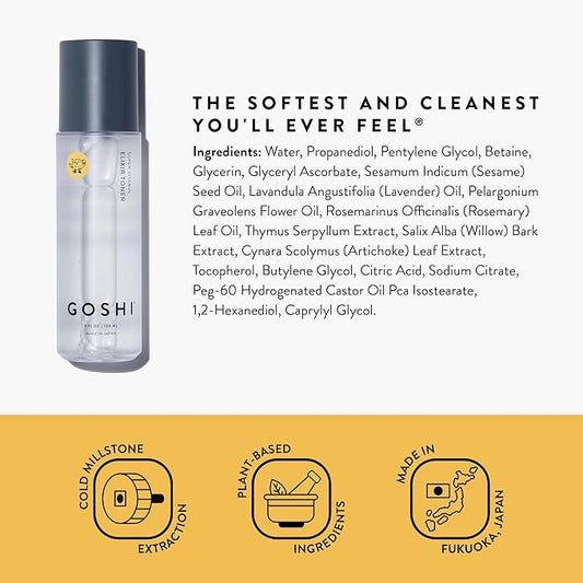 GOSHI Super Vitamin Elixir Toner for All Skin Types 5 fl. oz - Nourishing Face Toner Spray Infused with Vitamin E, Cold-Pressed Sesame Oil, Wild Thyme and More Plant Extracts - Made in Japan