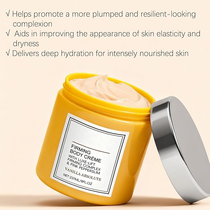 Champagne Firming Body Cream - Anti-Aging Lifting Cream to Tighten Skin & Hydrate, Fights Crepey Skin on Arms, Legs, Body with Luxe-Lift Complex, Vanilla Scented Body Cream (02)