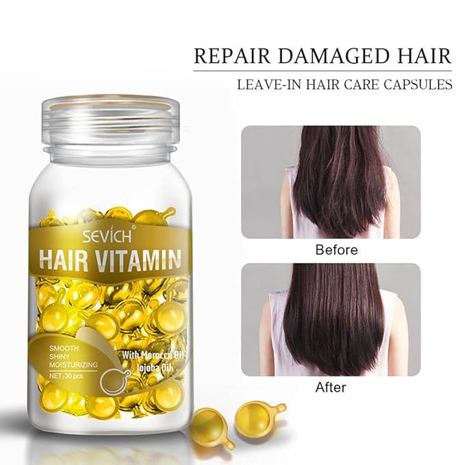 Hair Treatment Serum - 40 Hair Care Capsules - Hair Growth Serum - With Argan Macadamia & Avocado Oils - Vitamins A, E, & Pro B5 - Conditioner for Women & Men