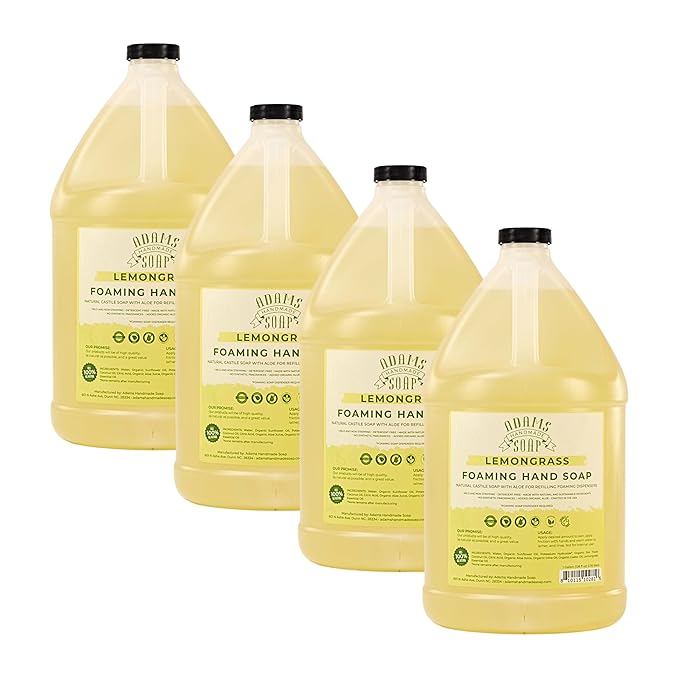 Adams Handmade Soap Liquid Foaming Soap 1 Gal - Lemongrass (Pack of 4)