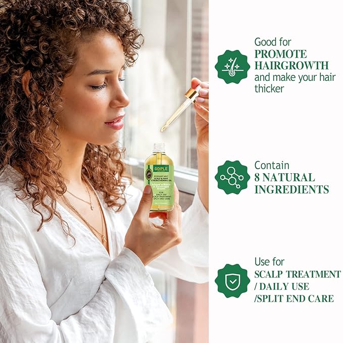 WOZUTUNT Rosemary Oil for Hair Growth, 3.1 FL OZ, Pure Natural Scalp Oil with Essential Oils, Nourishing Treatment for Split Ends, Dry Scalp