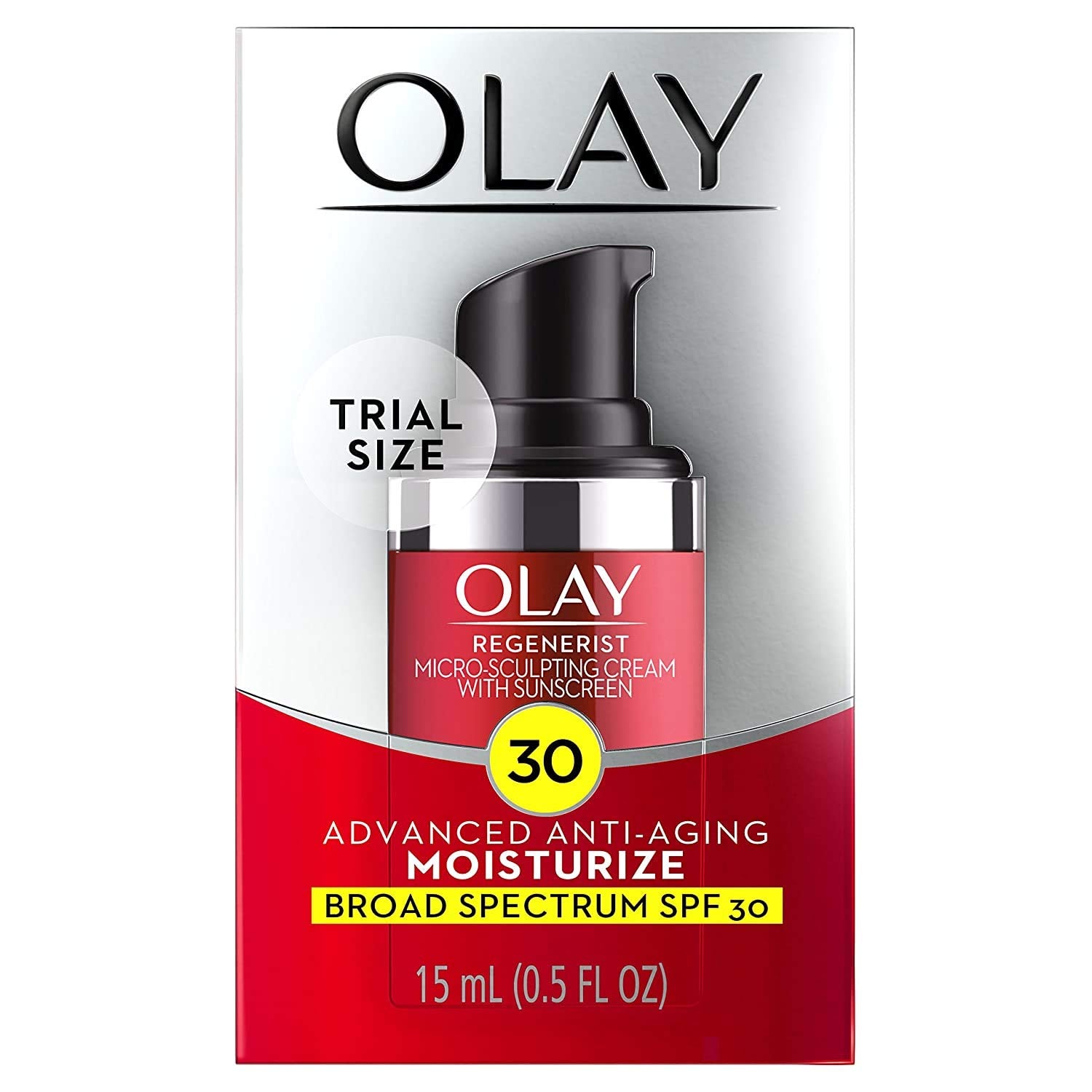 Olay Regenerist Micro-Sculpting Cream with SPF 30 – Anti-Aging Face Moisturizer with Sunscreen for Mature Skin – Hydrating & Firming Wrinkle Cream, Travel Size 0.5 oz