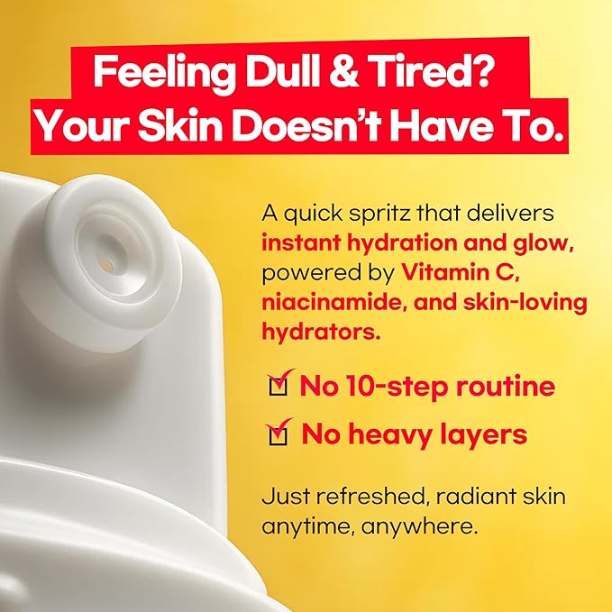 Vitamin C Glow Serum Mist, Hydrating & Brightening Facial Mist with Jeju Green Tangerine, Niacinamide, Hypoallergenic, 2.7 fl.oz