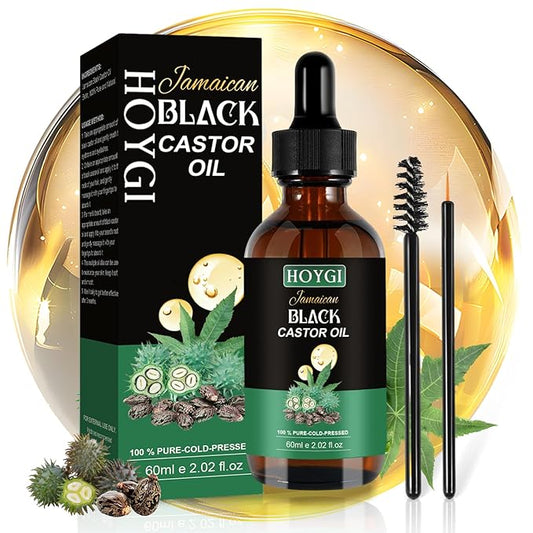 Jamaican Black Castor Oil for Hair Growth, Castor Oil Cold Pressed with Biotin for All Hair Styles 2 Fl Oz/pcs