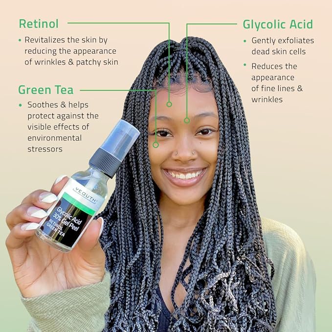 YEOUTH Glycolic Acid Peel for Face, At Home Chemical Exfoliator AHA 30% Glycolic Acid Face Peel with Retinol, Designed to Refresh and Smooth the Appearance of Skin 2oz