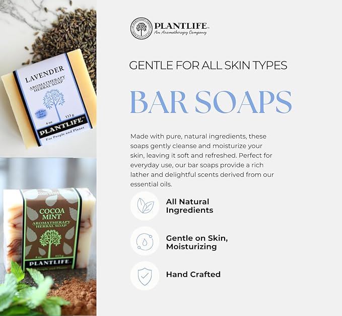 Plantlife Sandalwood 3-Pack Bar Soap - Moisturizing and Soothing Soap for Your Skin - Hand Crafted Using Plant-Based Ingredients - Made in California 4oz Bar
