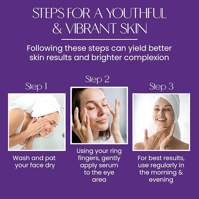 Collagen & Hyaluronic Acid Under Eye Serum - Reduces Puffiness, Dark Circles & Wrinkles, Hydrating - Dermatologist Tested, Korean Skin Care - 1 oz / 30 ml (2 Pack)