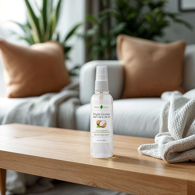 Virgin Coconut Linen and Room Spray, Natural Aromatic Mist Made with Pure Virgin Coconut Oil, Relax Your Body & Mind, Perfect as a Bathroom Air Freshener Odor Eliminator