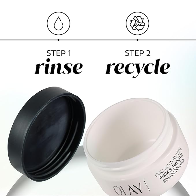 Olay Collagen Peptide Face Moisturizer, Firm & Smooth Cream -Fragrance-Free - Hydrating, Firming, Anti-Aging, Anti-Wrinkle, Firming, Smoothing - Recyclable Sustainable Eco Jar, Non-Greasy, 2 Oz