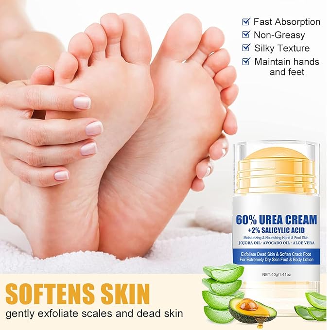 60% Urea Hydrating and Anti-Cracking Foot Cream, Upgraded Moisturising and Relieves Cracking and Dryness Foot Cream, Foot Lotion Heel Stick Repairs and Hydrates Dry and Cracked Feet and Hand