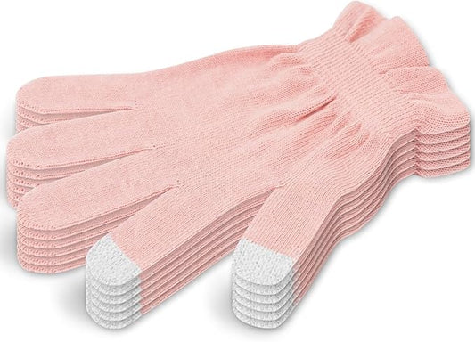 Donfri 6 Pairs Cotton Moisturizing Gloves Overnight Touchscreen Fingers for SPA Dry Hands Hand Care Day and Night Moisturizing (Small-Pink)