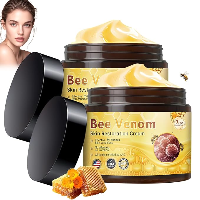 Bee Venom Skin Restoration Cream, Bee Venom Comprehensive Cream,Professional BeeVenom Skins Creams, Firming & Wrinkle-Reducing Creams,Natural Skin Moisturizer for All Skin Types(2PCS)