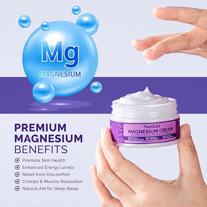 Topical Magnesium Lotion Leg Cream: Organic Magnesium Body Butter for Sweet Sleep/Leg Cramps/Feet/Arms/Chest Muscle Pain Relaxtion- Calm Moisturizing Cream - Day and Night Fast Absorption 3.5 oz