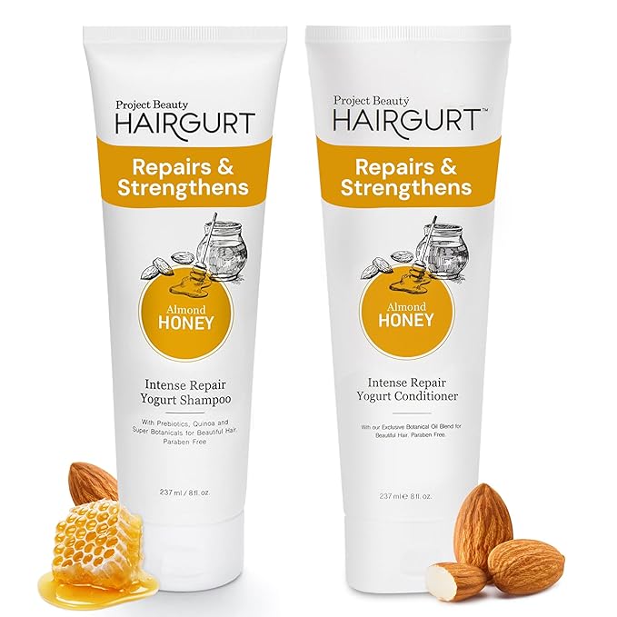 Almond and Honey Shampoo and Conditioner set for Dry, Damaged & Brittle Hair - Sulfate-Free - Nourishing & Moisturizing Repair with Natural Ingredients - Ideal for women - 8 Oz