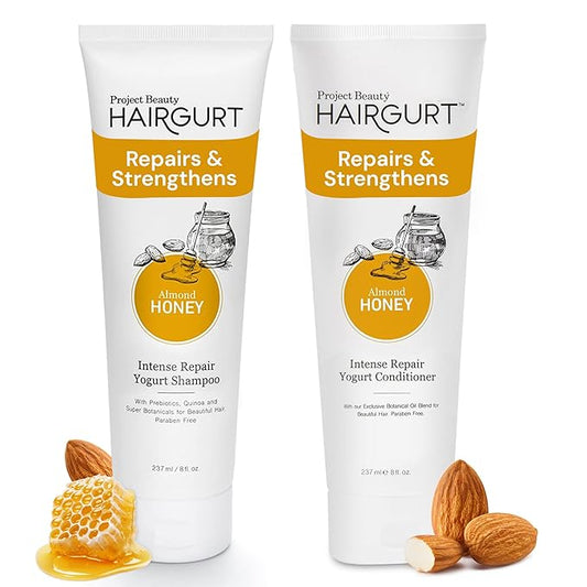 Almond and Honey Shampoo and Conditioner set for Dry, Damaged & Brittle Hair - Sulfate-Free - Nourishing & Moisturizing Repair with Natural Ingredients - Ideal for women - 8 Oz