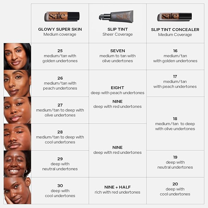 Saie Slip Tint Tinted Moisturizer with SPF 35 - Light Coverage, Glowy Skin Tint & Mineral Sunscreen for Face with Hydrating Hyaluronic Acid - Summer Makeup Essential - Shade Nine (1.35 oz)