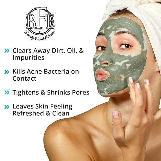 Acne Treatment Clay Mask- Clears Away Clogged Pores, Blackhead & Whitehead Pimples, Blemishes, Scars & Oily Skin for Face & Body. Ingredients Including Sulfur, Bentonite, Kaolin & Jojoba Oil.