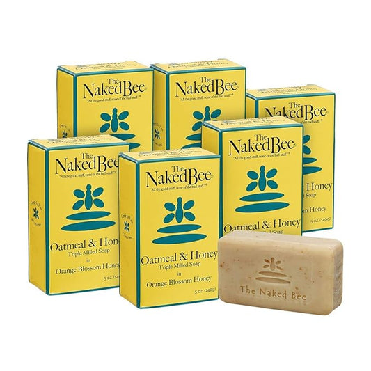 The Naked Bee Oatmeal & Honey Triple Milled Soap, 5 Ounce, 6 Pack, Orange Blossom Honey