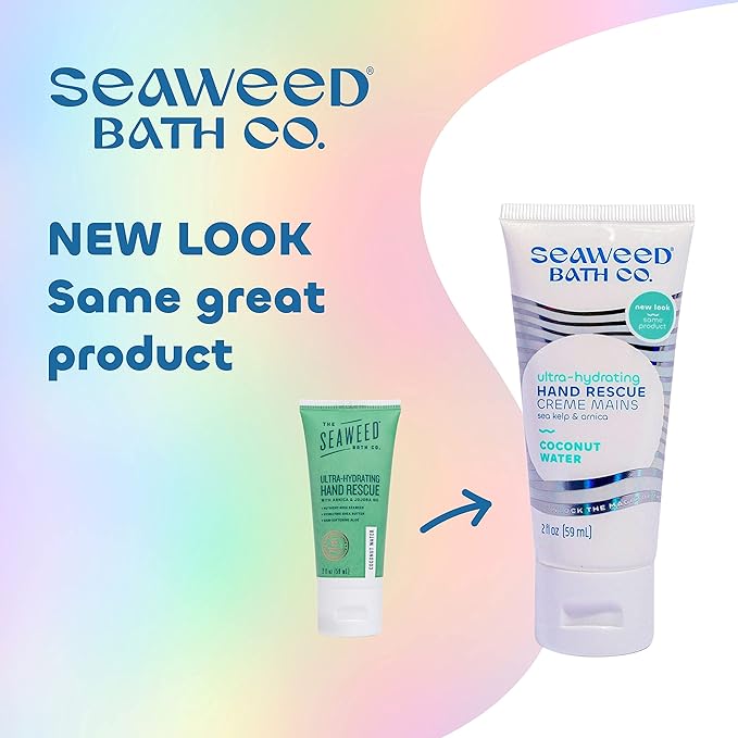 Seaweed Bath Co. Ultra-Hydrating Hand Rescue Hand Cream, Coconut Water Scent, 2 Ounce, Sustainably Harvested Seaweed, Sea Kelp, Arnica
