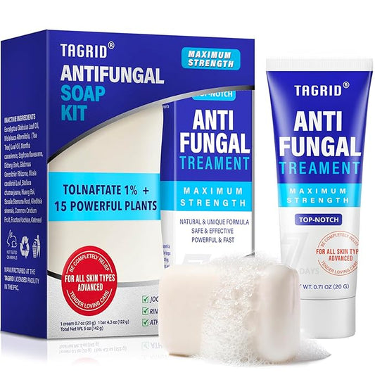 Tinea Versicolor Treatment - Antifungal Soap & Antifungal Cream, 7X FAST, Multi-Functional Clinically Proven Kit for Ringworm, Folliculitis, Jock Itch, Athlete's Foot, and Seborrheic Dermatitis