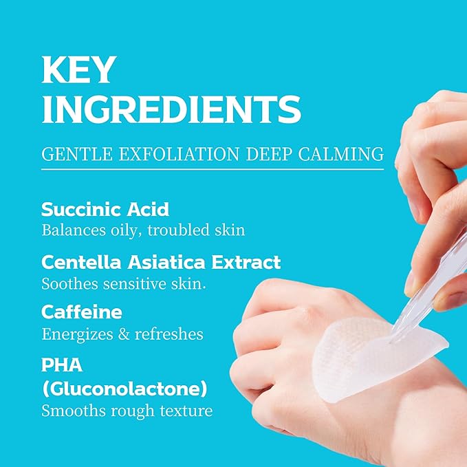 Re.SPN PHA Succinic Acid Calming Toner Pads – Daily Exfoliating, Hydrating and Soothing with CICA, Caffeine, Non-comedogenic, Vegan, Glass Skin, K-Beauty (70 Count)