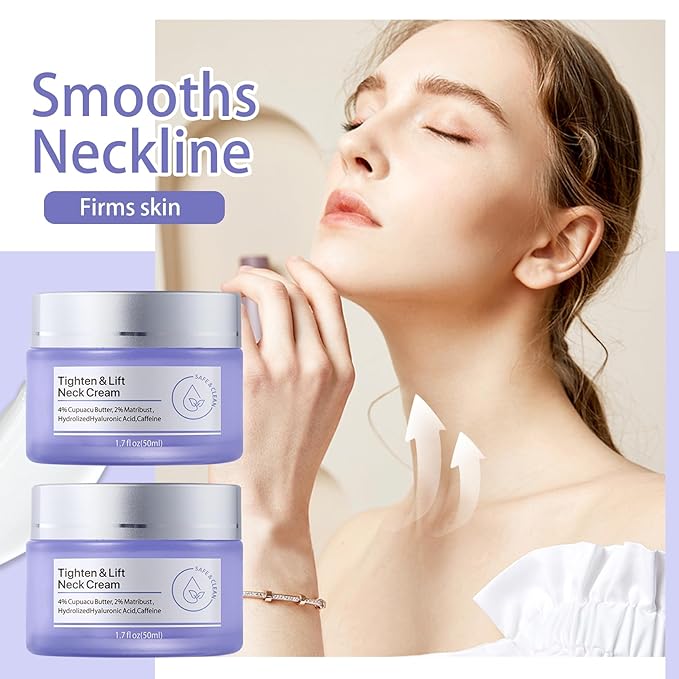 Neck Firming Cream Set,Non-greasy Tighten Lift Firming Neck Face Cream Skincare Moisturizer, 2 Pcs Deep Moisturizing Face Lotion for All Skin Type, 2 Pack