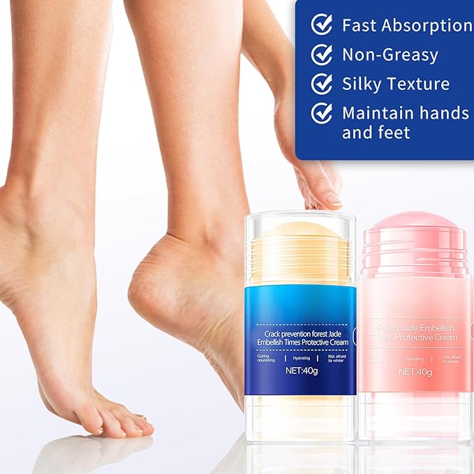Crack Feet Prevention Stick, Urea Cream 60%, Anti Crack Foot Cream Stick, Strength Moisturizer Foot Lotion stick, Softening and Nourishing Cream, for Dry, Cracked Heels & Thickened Skin (Pink+Blue)