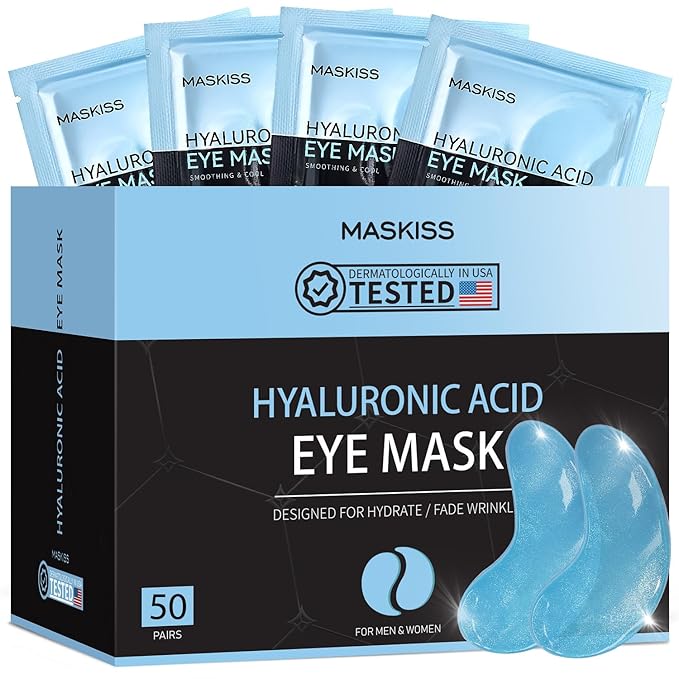 Under Eye Patches (50 Pairs), Hyaluronic Acid Eye Masks for Dark Circles Puffy Eyes Undereye Bags, Collagen Eye Patches for Wrinkles and Hydrate, Skin Care Gift for Her