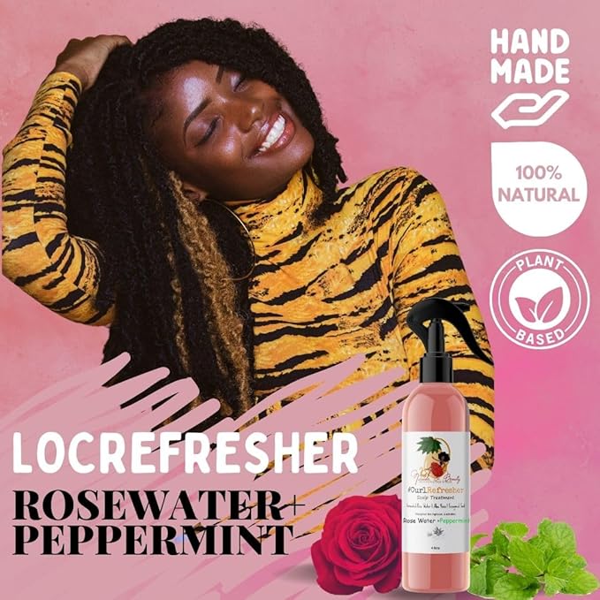 Rose Water For Locs, Daily Moisturizing Refreshing Spray, Rose Water For Hair, Rosewater and Peppermint Hair Scalp Moisturizer. (2 OUNCES)