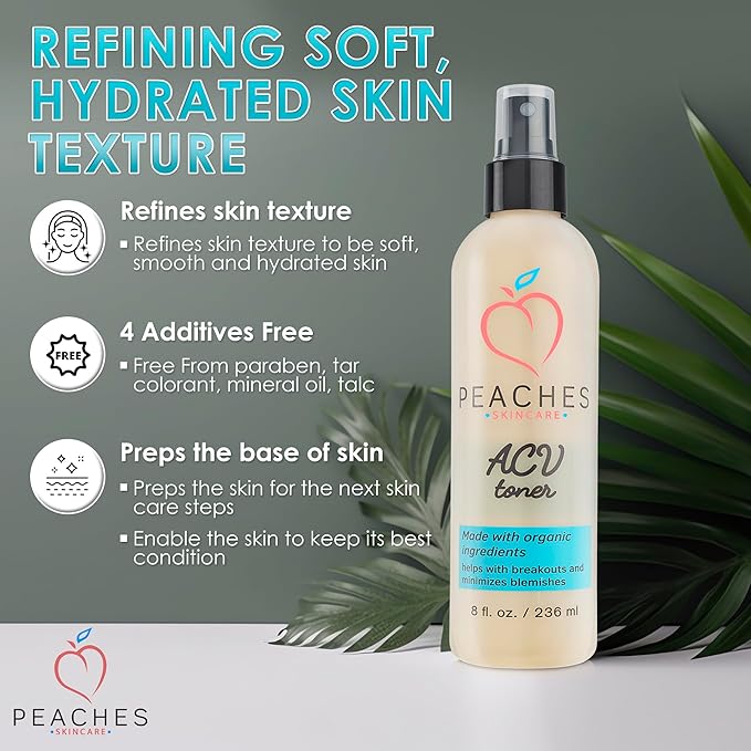 Vegan Facial Toner with Citrus Extracts – Gently Exfoliates and Targets Acne and Blemishes – Apple Cider Vinegar Face Toner (8 oz)