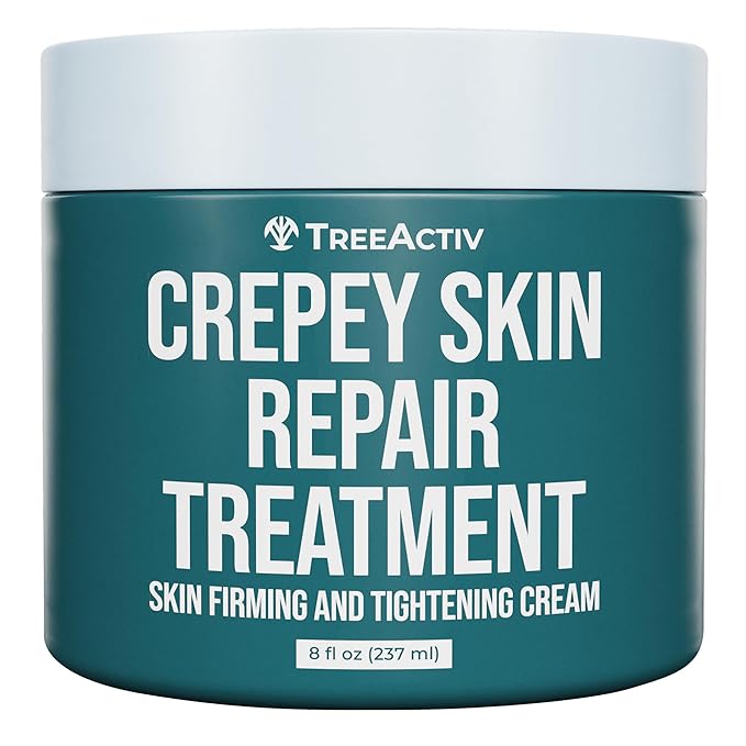 TreeActiv Crepey Skin Repair Treatment, 8oz, Firming Cream with Hyaluronic Acid & Shea Butter to Deeply Moisturize & Tighten Wrinkly Dry Crepe Skin, 500+ Uses
