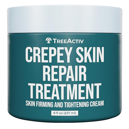 TreeActiv Crepey Skin Repair Treatment, 8oz, Firming Cream with Hyaluronic Acid & Shea Butter to Deeply Moisturize & Tighten Wrinkly Dry Crepe Skin, 500+ Uses