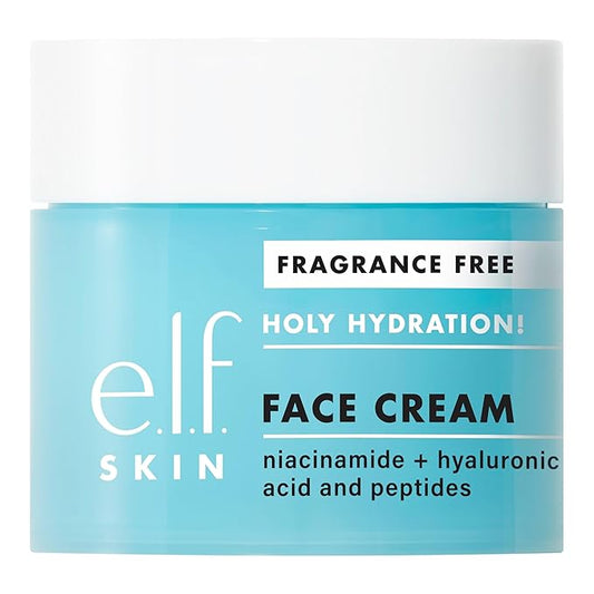 e.l.f. SKIN Holy Hydration! Face Cream, Fragrance Free, Smooth, Non-Greasy, Lightweight, Nourishing, Moisturises, Softens, Absorbs Quickly, Suitable For All Skin Types
